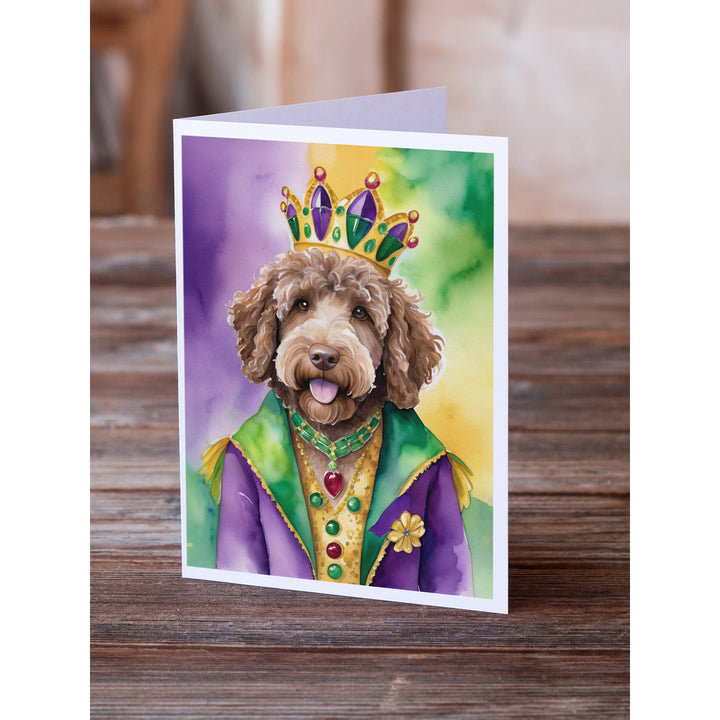 Labradoodle King of Mardi Gras Greeting Cards Pack of 8 Image 2