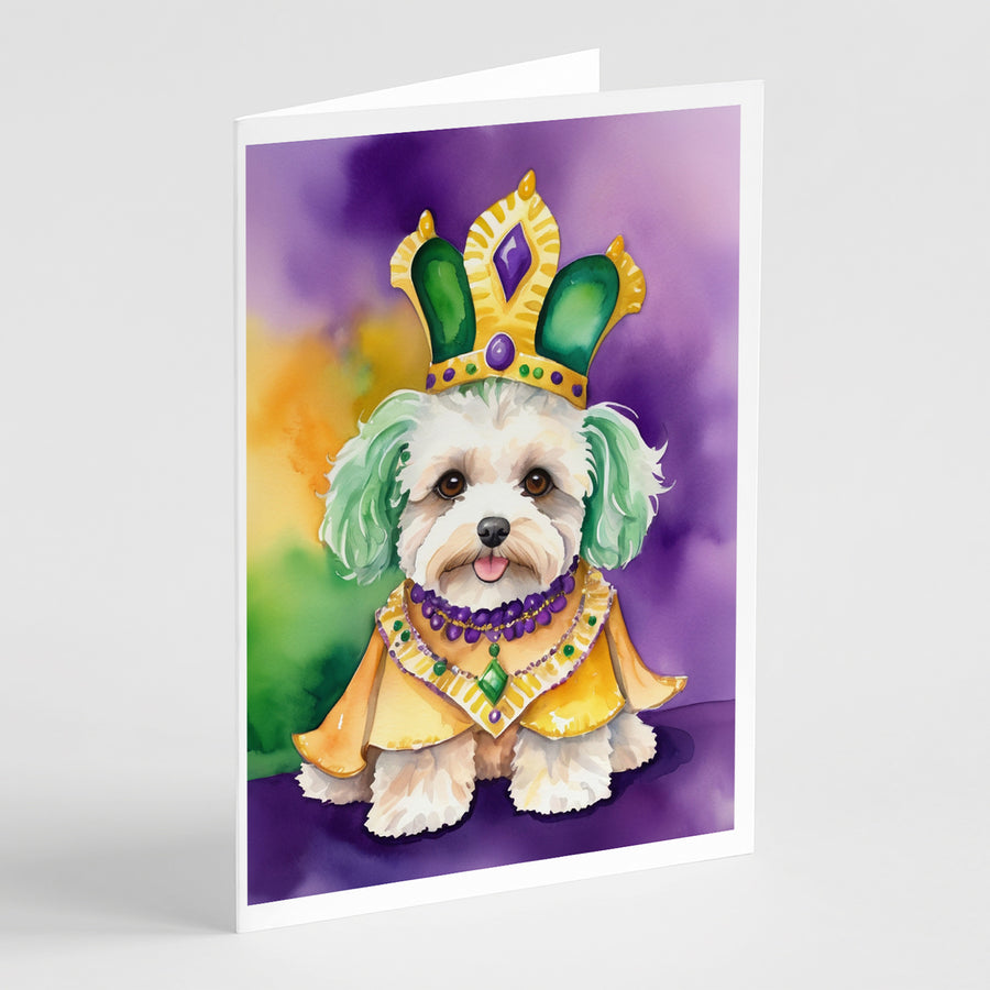 Maltipoo King of Mardi Gras Greeting Cards Pack of 8 Image 1