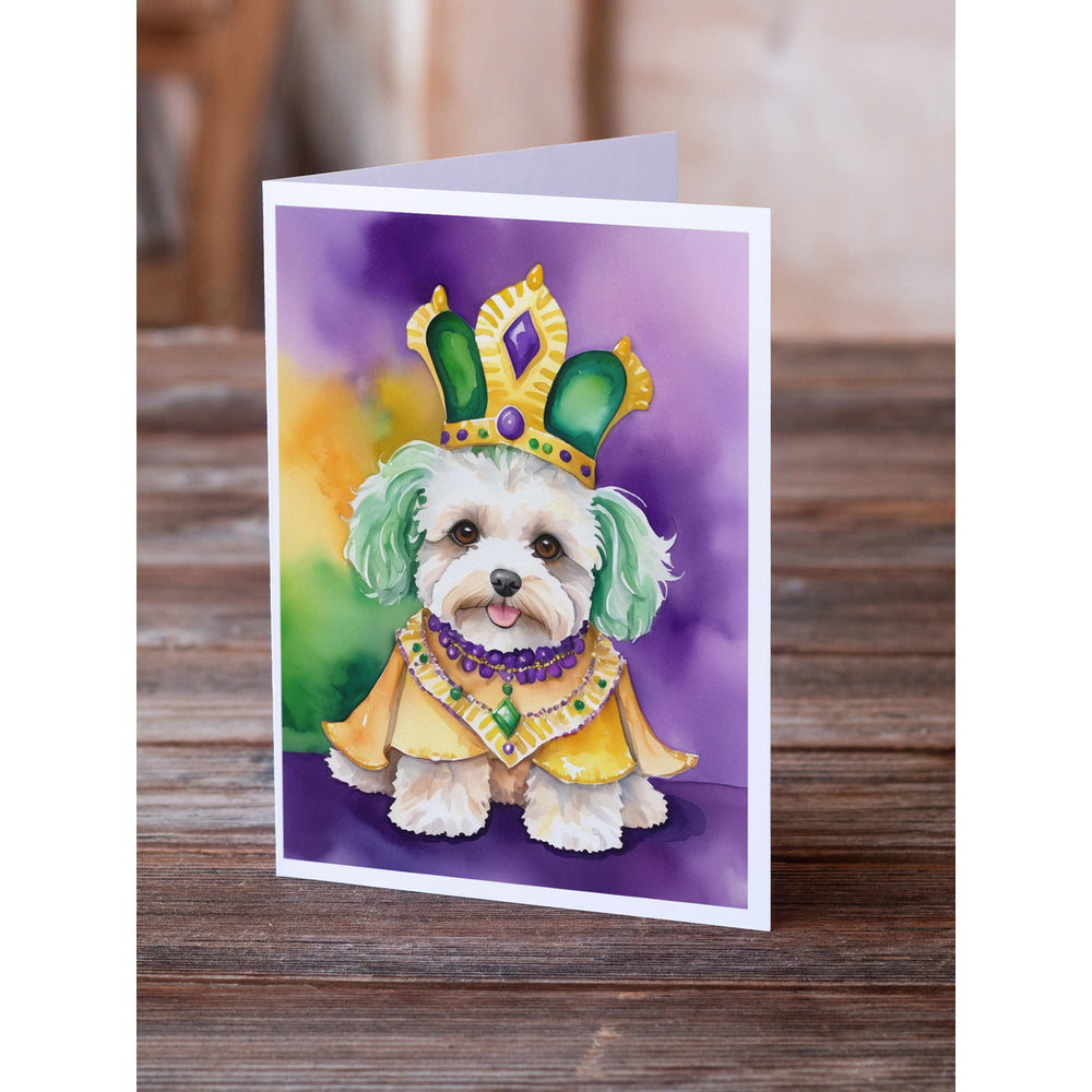 Maltipoo King of Mardi Gras Greeting Cards Pack of 8 Image 2