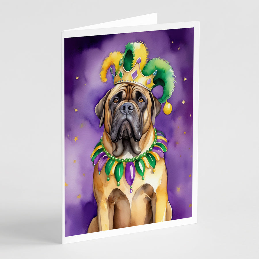 Mastiff King of Mardi Gras Greeting Cards Pack of 8 Image 1