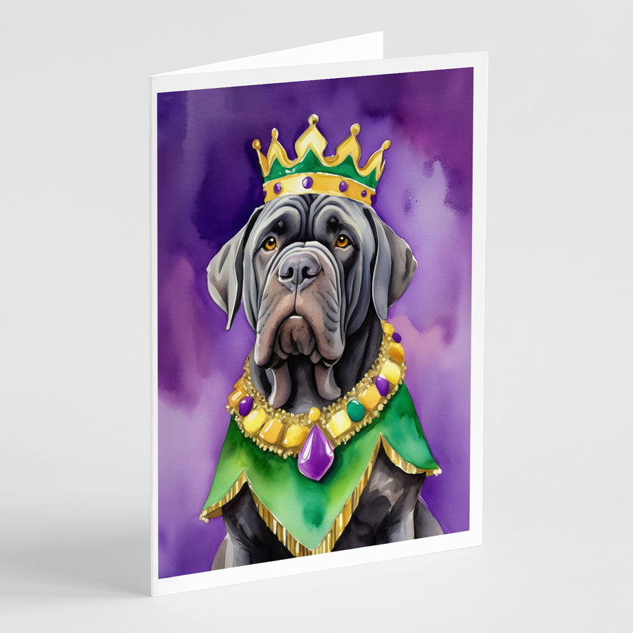 Neapolitan Mastiff King of Mardi Gras Greeting Cards Pack of 8 Image 1