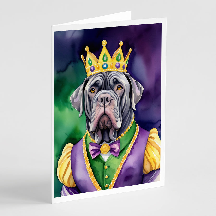 Neapolitan Mastiff King of Mardi Gras Greeting Cards Pack of 8 Image 1