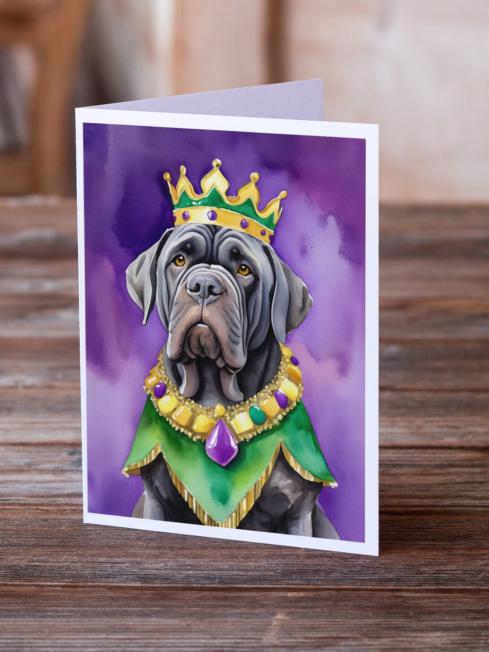 Neapolitan Mastiff King of Mardi Gras Greeting Cards Pack of 8 Image 2