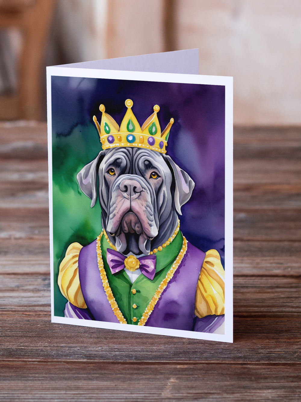 Neapolitan Mastiff King of Mardi Gras Greeting Cards Pack of 8 Image 2