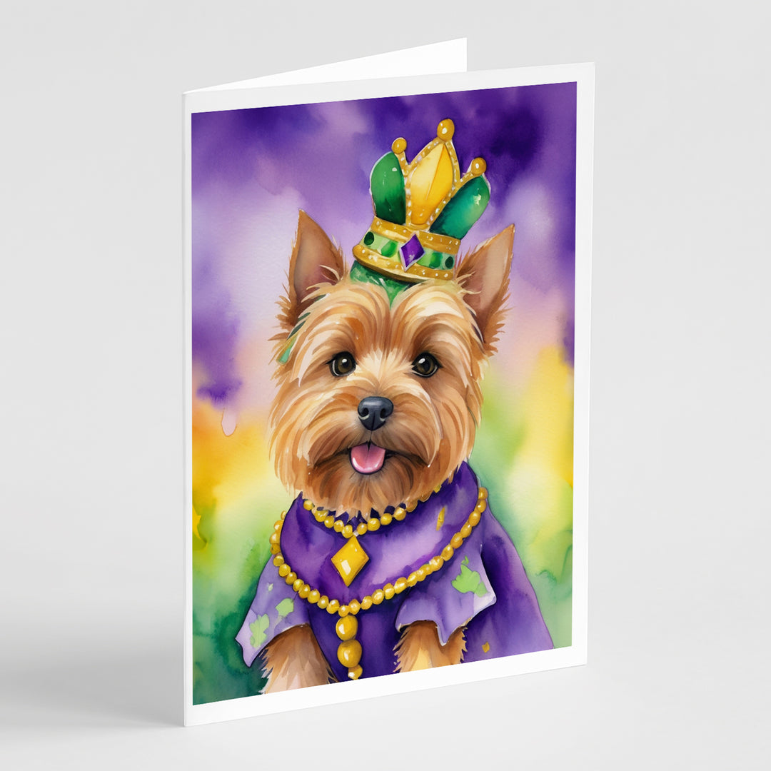 Norwich Terrier King of Mardi Gras Greeting Cards Pack of 8 Image 1