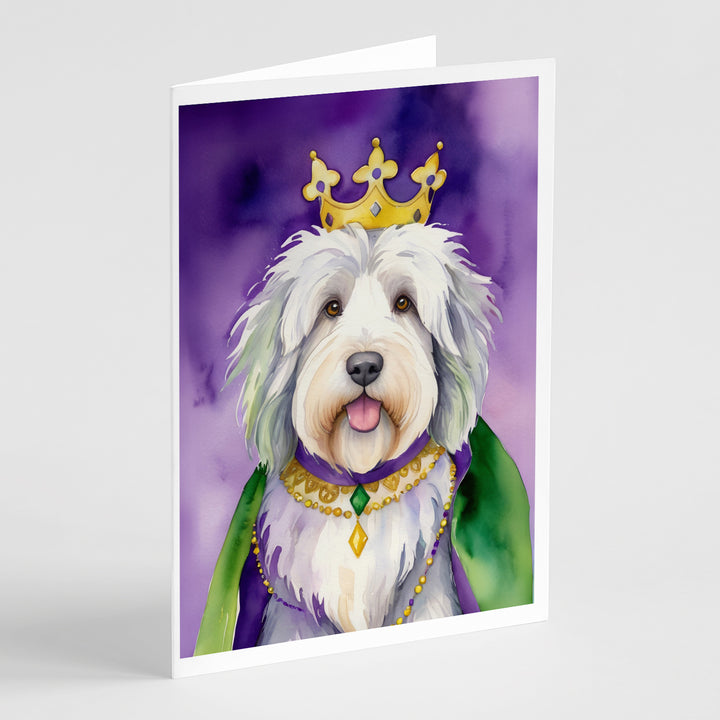 Old English Sheepdog King of Mardi Gras Greeting Cards Pack of 8 Image 1