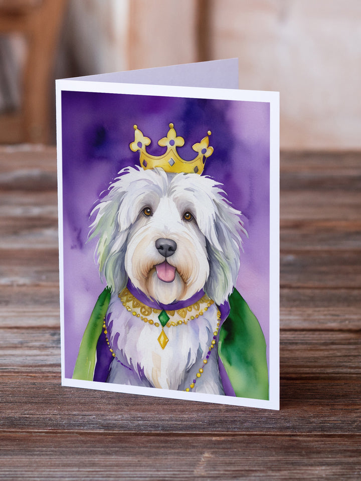 Old English Sheepdog King of Mardi Gras Greeting Cards Pack of 8 Image 2