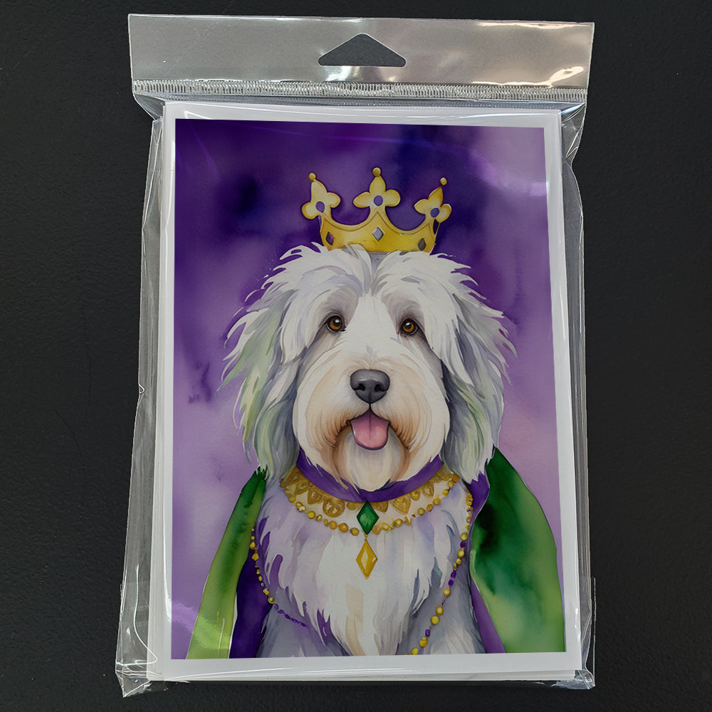 Old English Sheepdog King of Mardi Gras Greeting Cards Pack of 8 Image 3