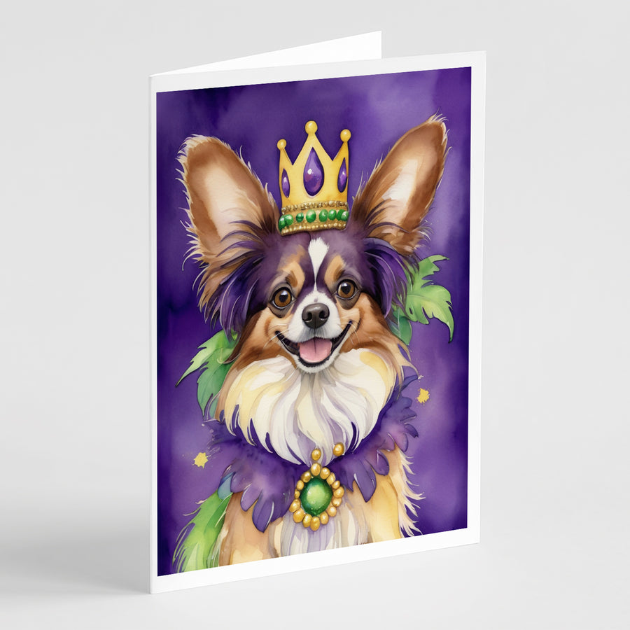 Papillon King of Mardi Gras Greeting Cards Pack of 8 Image 1