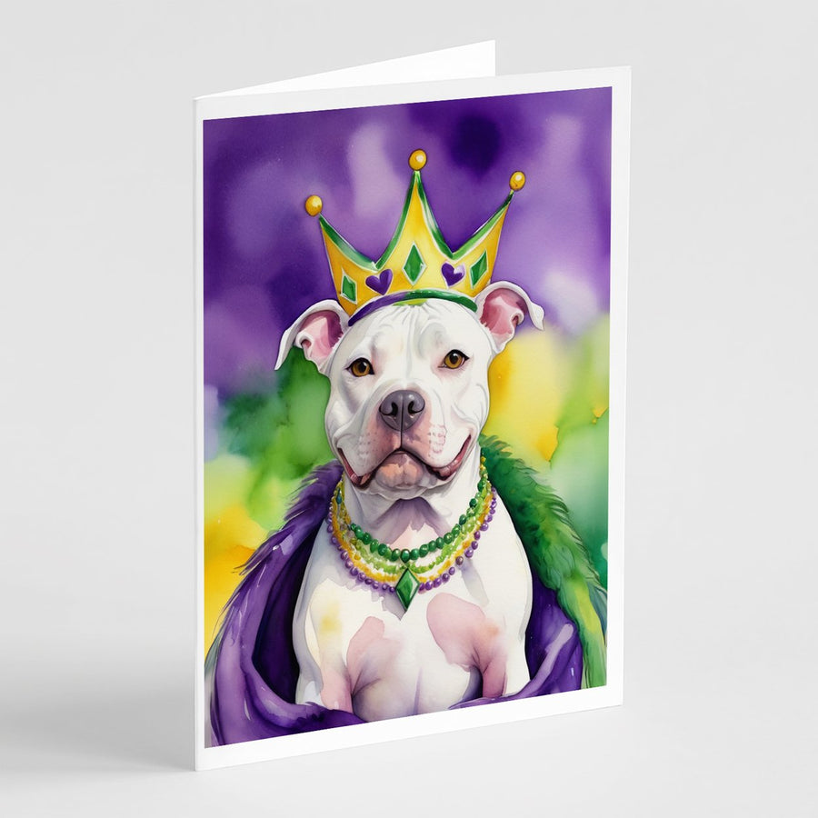 Pit Bull Terrier King of Mardi Gras Greeting Cards Pack of 8 Image 1