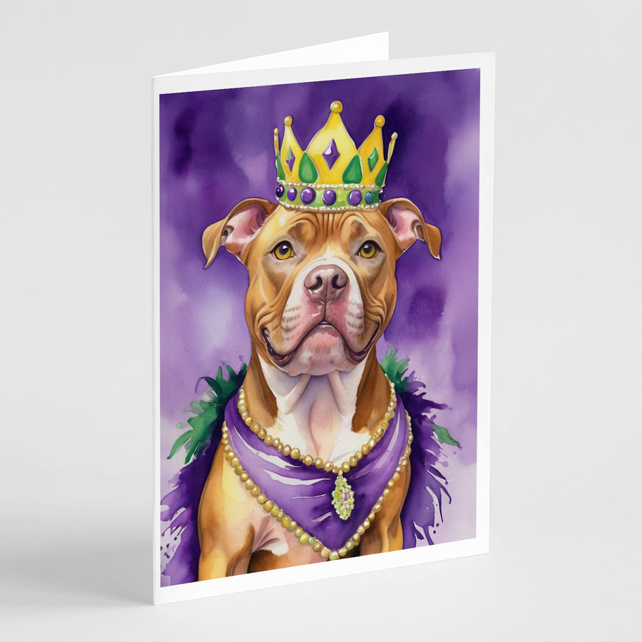 Pit Bull Terrier King of Mardi Gras Greeting Cards Pack of 8 Image 1