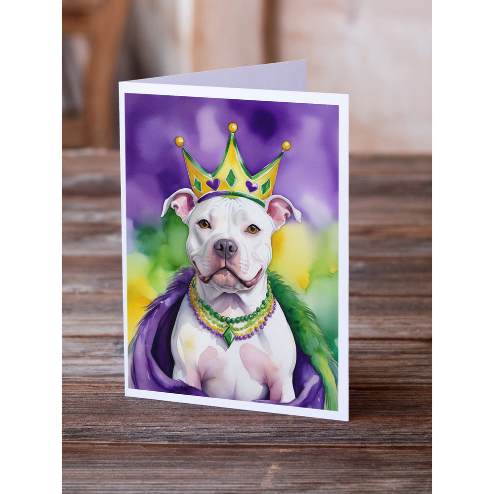 Pit Bull Terrier King of Mardi Gras Greeting Cards Pack of 8 Image 2