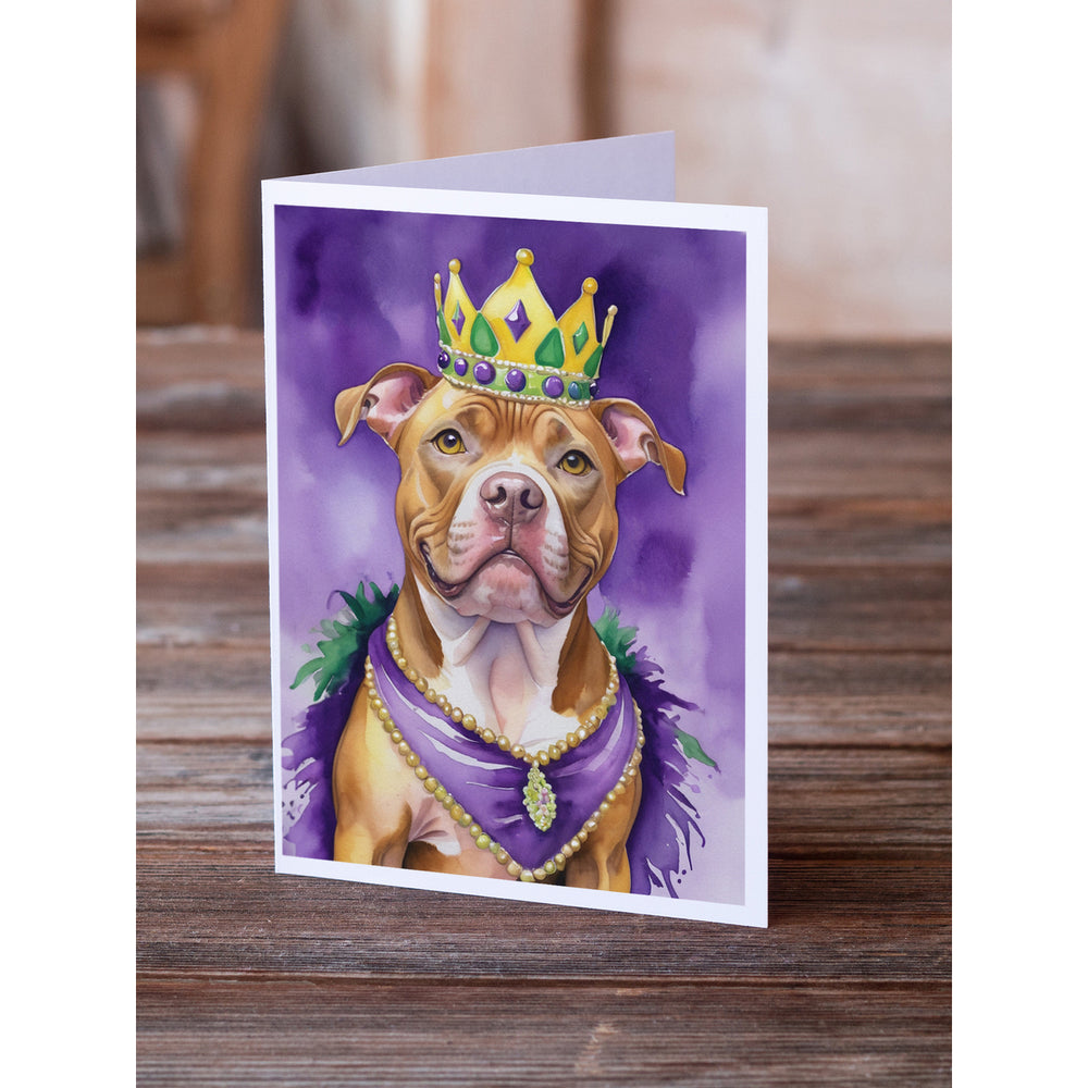 Pit Bull Terrier King of Mardi Gras Greeting Cards Pack of 8 Image 2