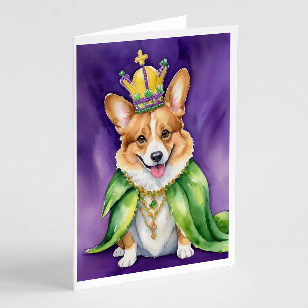 Corgi King of Mardi Gras Greeting Cards Pack of 8 Image 1