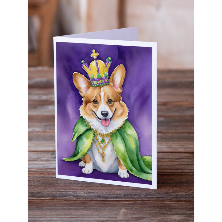 Corgi King of Mardi Gras Greeting Cards Pack of 8 Image 2