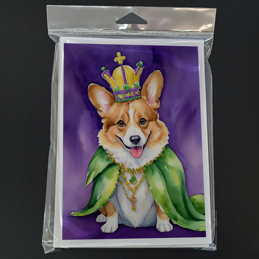 Corgi King of Mardi Gras Greeting Cards Pack of 8 Image 3