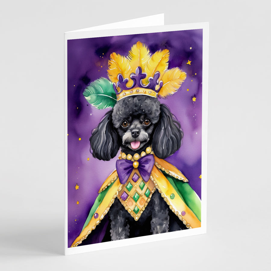 Black Poodle King of Mardi Gras Greeting Cards Pack of 8 Image 1