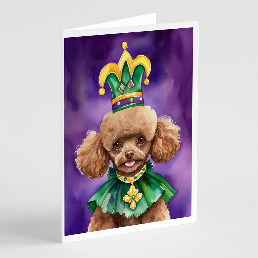 Poodle King of Mardi Gras Greeting Cards Pack of 8 Image 1