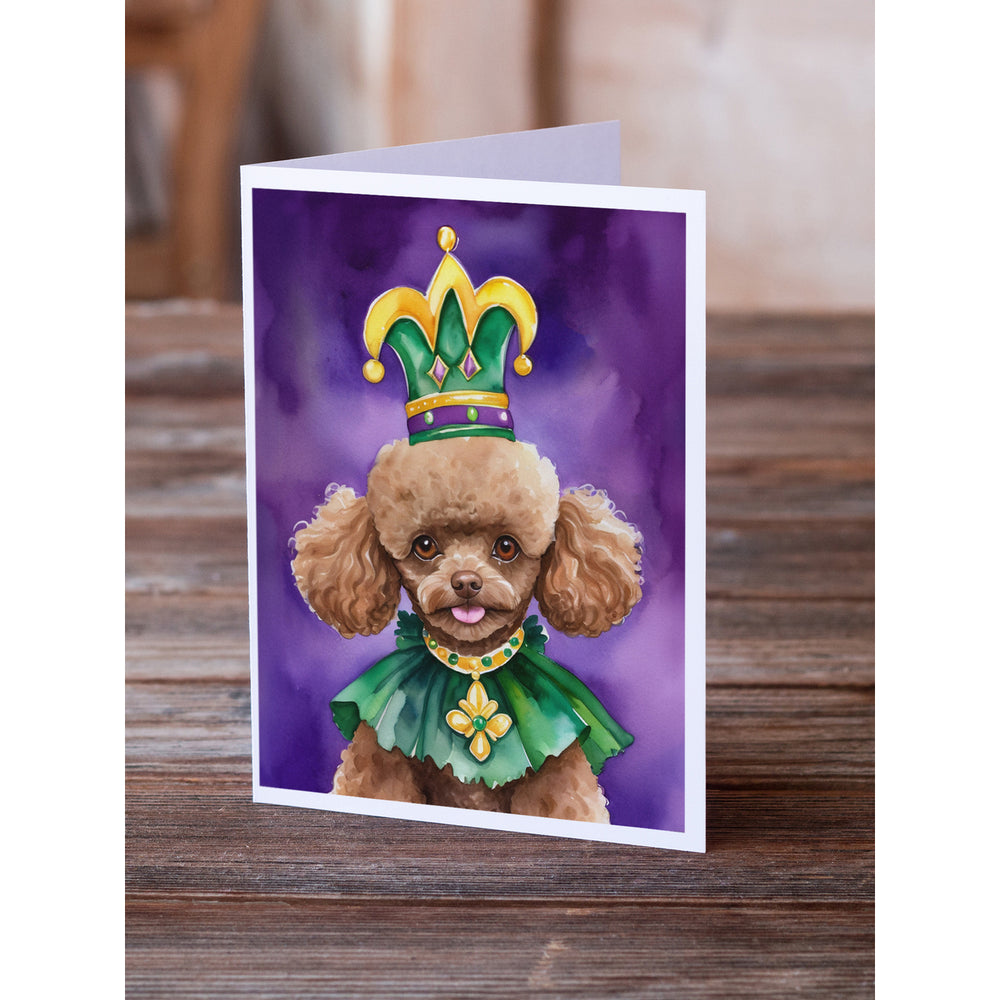 Poodle King of Mardi Gras Greeting Cards Pack of 8 Image 2