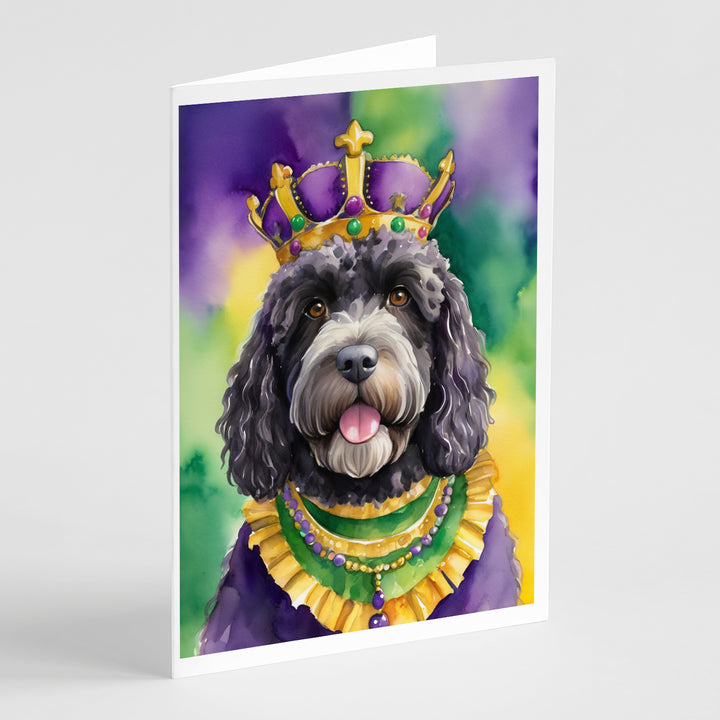 Portuguese Water Dog King of Mardi Gras Greeting Cards Pack of 8 Image 1