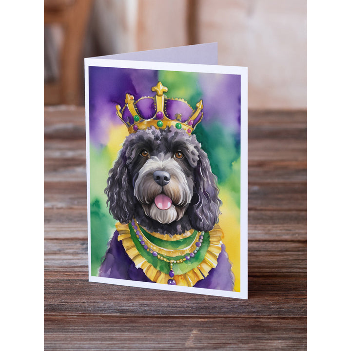 Portuguese Water Dog King of Mardi Gras Greeting Cards Pack of 8 Image 2