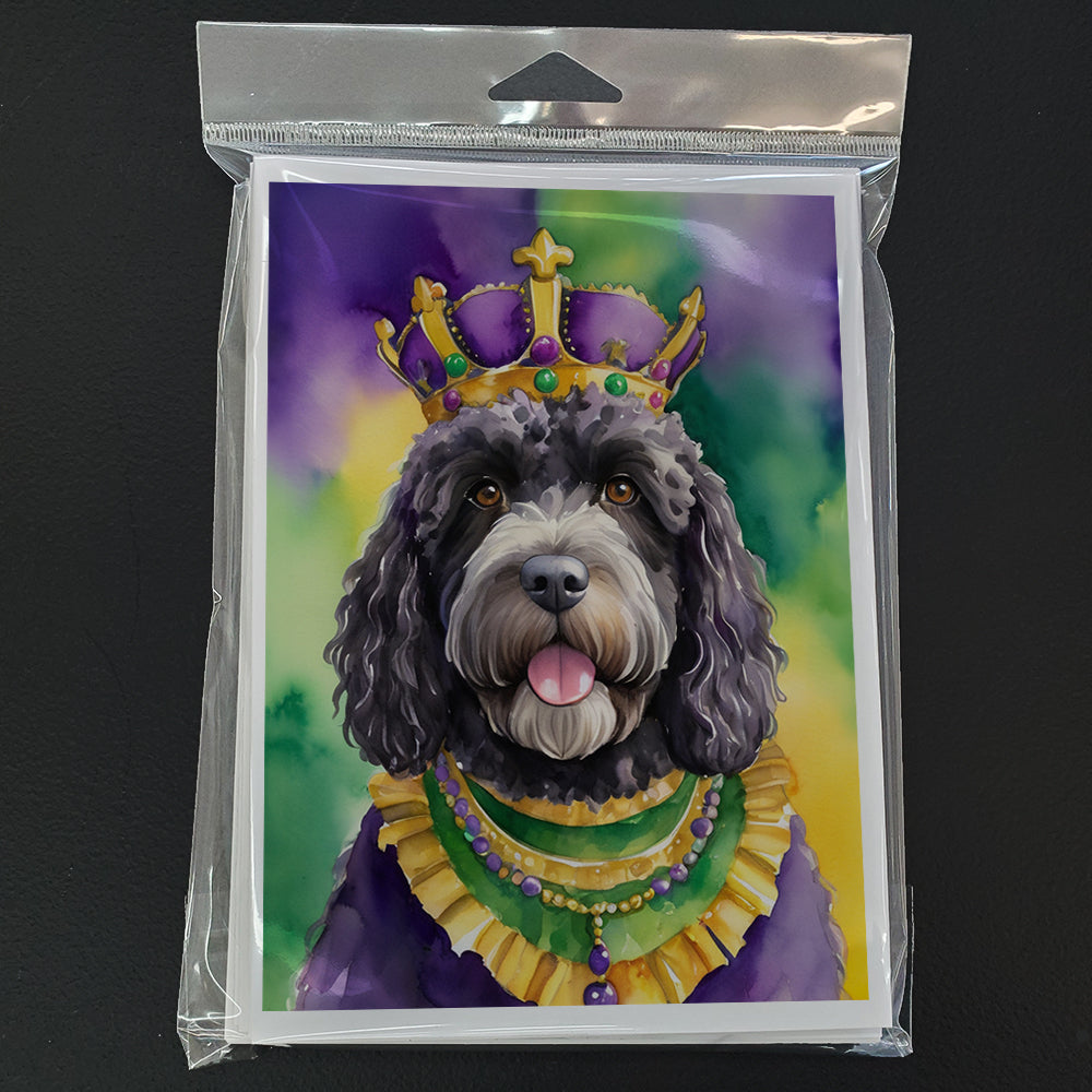 Portuguese Water Dog King of Mardi Gras Greeting Cards Pack of 8 Image 3