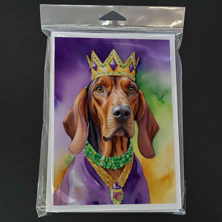 Redbone Coonhound King of Mardi Gras Greeting Cards Pack of 8 Image 3