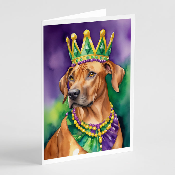 Rhodesian Ridgeback King of Mardi Gras Greeting Cards Pack of 8 Image 1