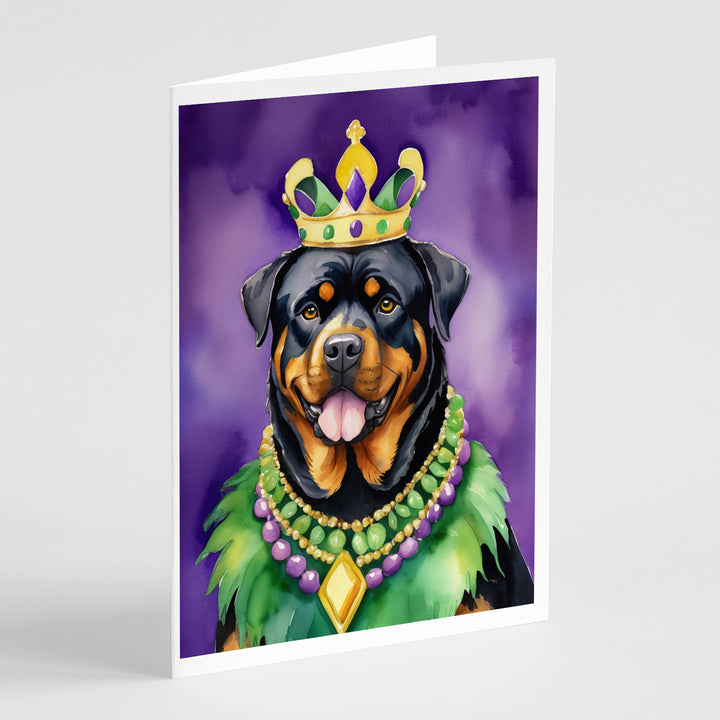 Rottweiler King of Mardi Gras Greeting Cards Pack of 8 Image 1