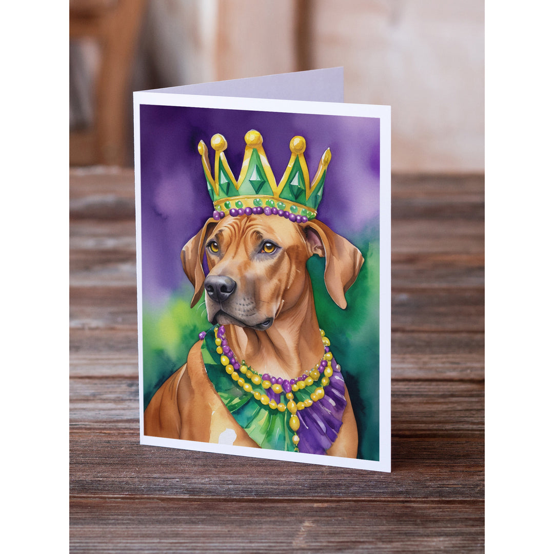 Rhodesian Ridgeback King of Mardi Gras Greeting Cards Pack of 8 Image 2