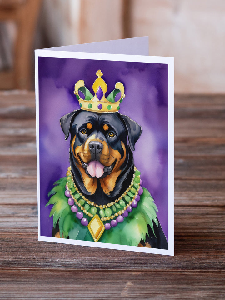 Rottweiler King of Mardi Gras Greeting Cards Pack of 8 Image 2