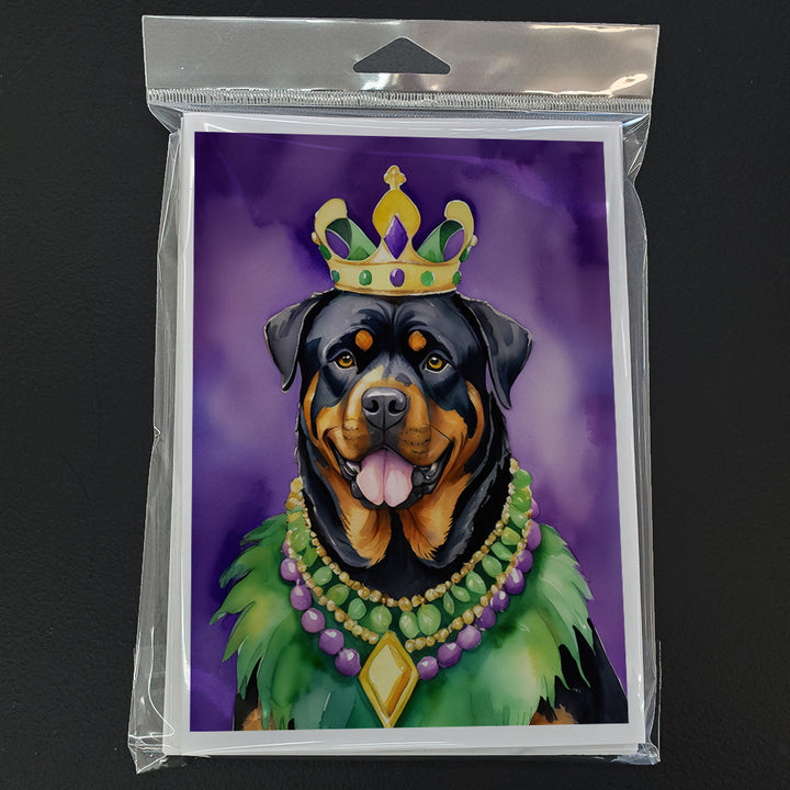 Rottweiler King of Mardi Gras Greeting Cards Pack of 8 Image 3