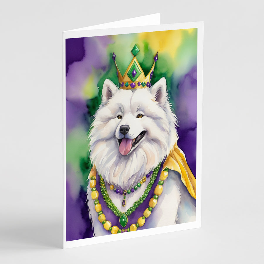 Samoyed King of Mardi Gras Greeting Cards Pack of 8 Image 1