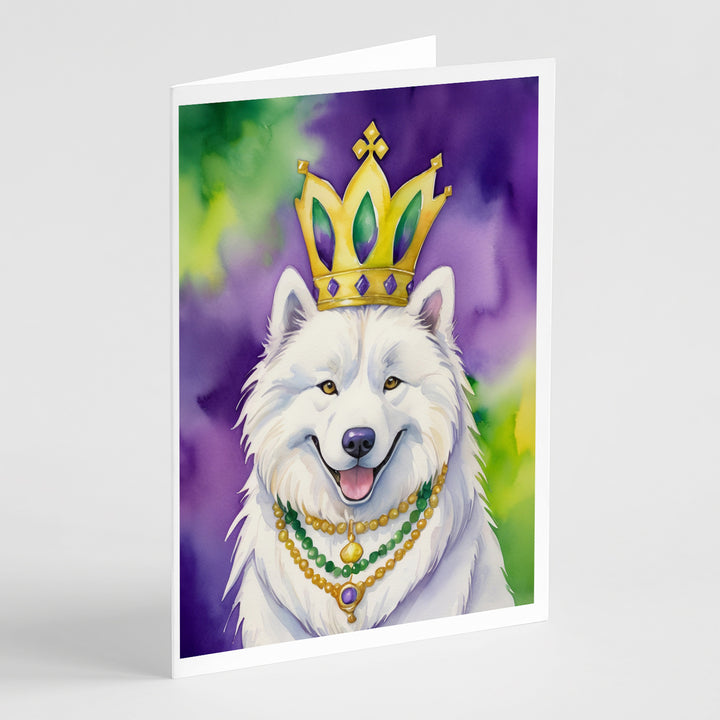 Samoyed King of Mardi Gras Greeting Cards Pack of 8 Image 1