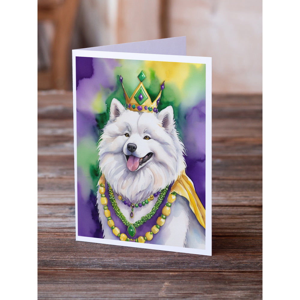 Samoyed King of Mardi Gras Greeting Cards Pack of 8 Image 2