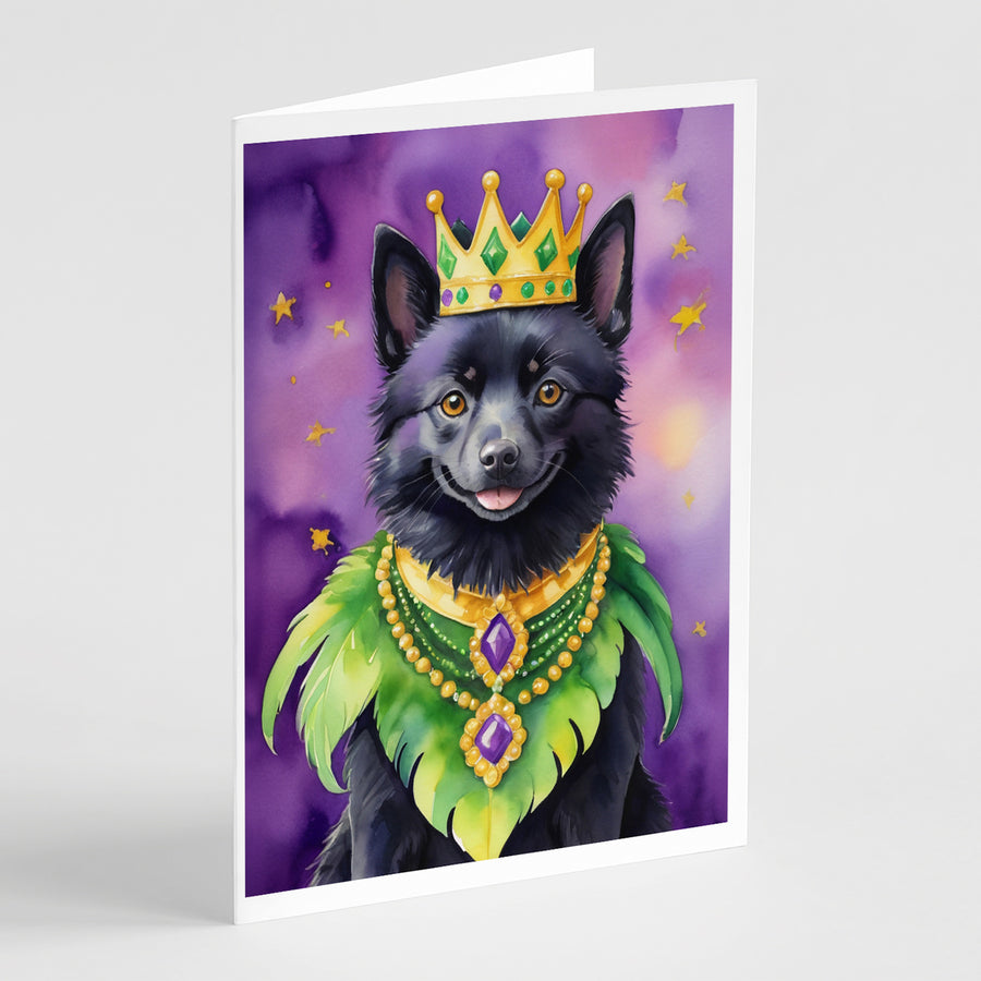 Schipperke King of Mardi Gras Greeting Cards Pack of 8 Image 1