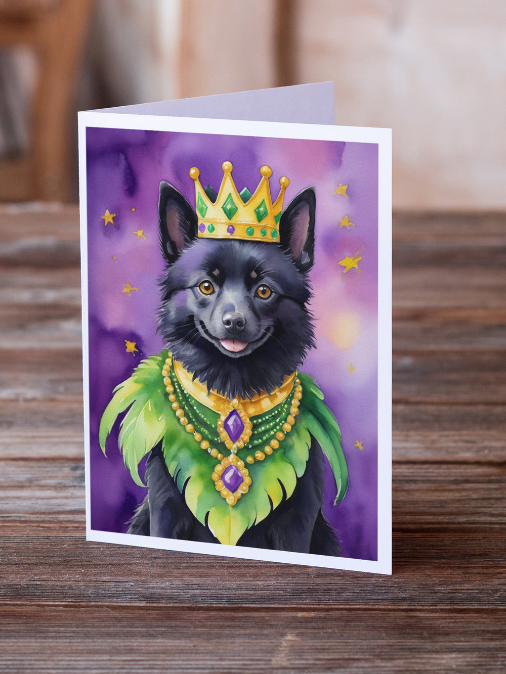 Schipperke King of Mardi Gras Greeting Cards Pack of 8 Image 2