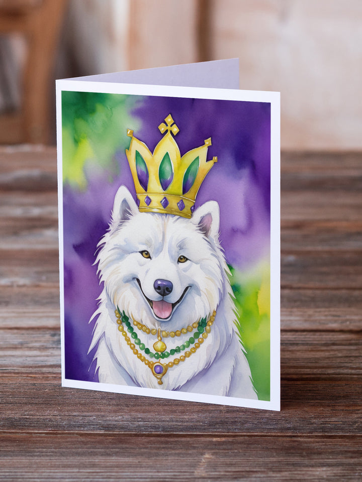 Samoyed King of Mardi Gras Greeting Cards Pack of 8 Image 2