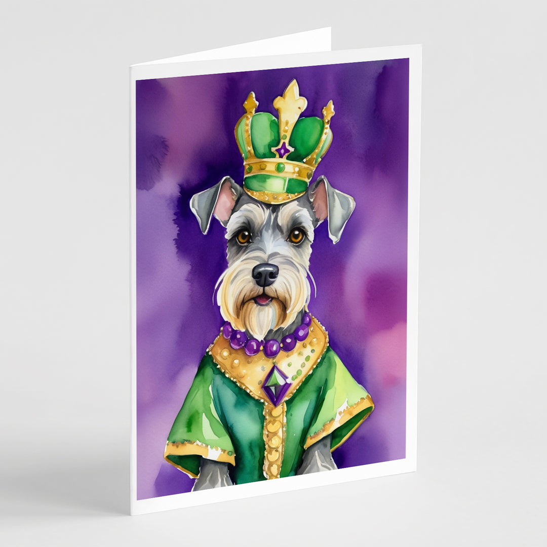 Schnauzer King of Mardi Gras Greeting Cards Pack of 8 Image 1