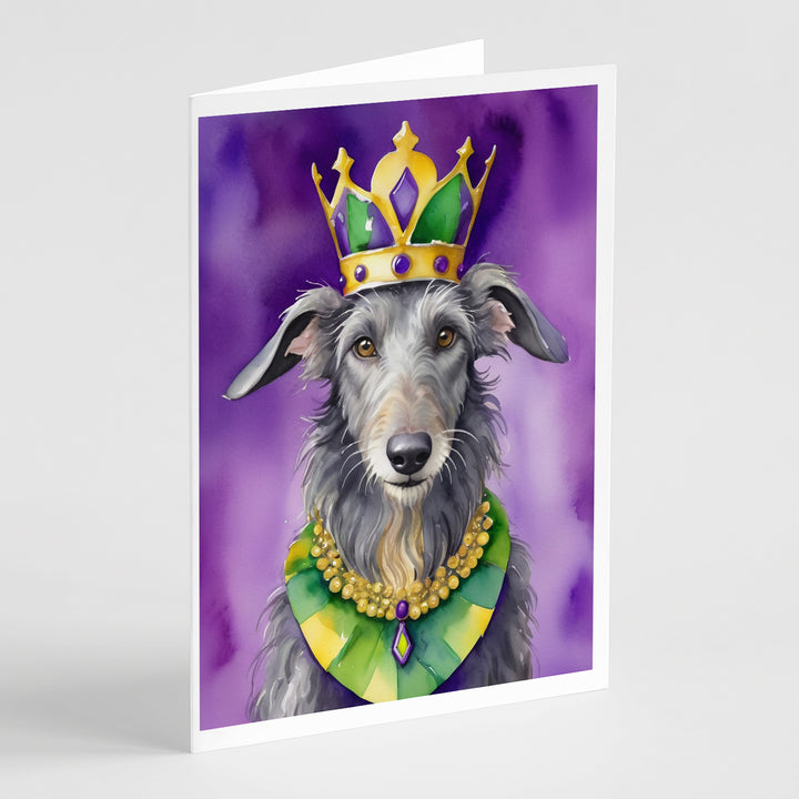 Scottish Deerhound King of Mardi Gras Greeting Cards Pack of 8 Image 1