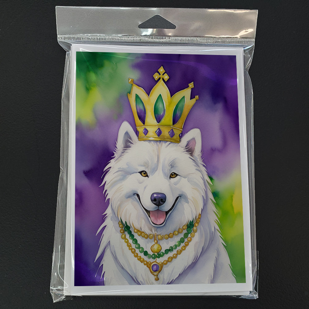 Samoyed King of Mardi Gras Greeting Cards Pack of 8 Image 3