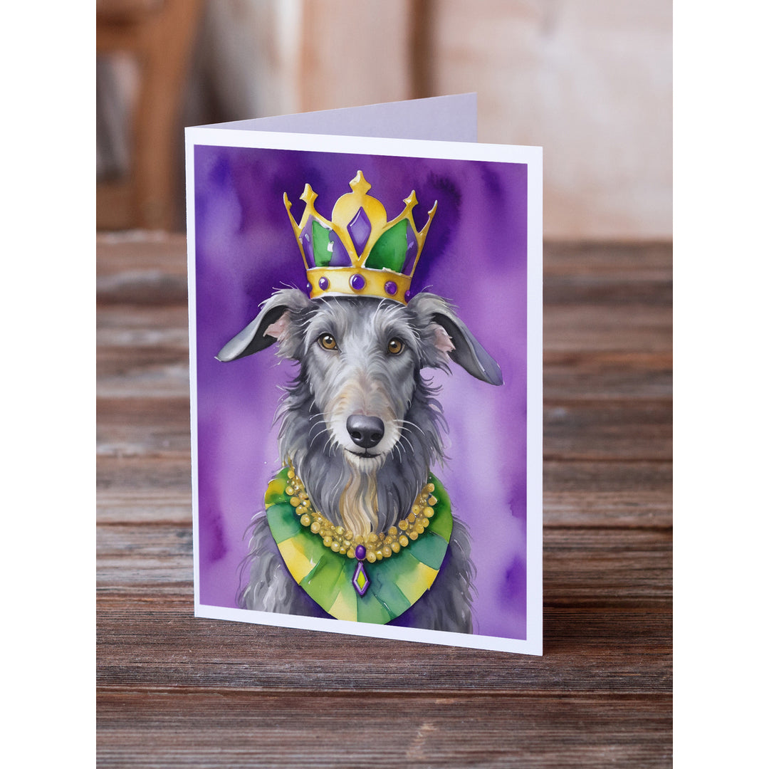 Scottish Deerhound King of Mardi Gras Greeting Cards Pack of 8 Image 2