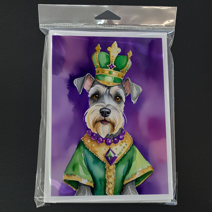 Schnauzer King of Mardi Gras Greeting Cards Pack of 8 Image 3