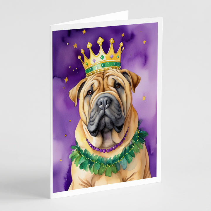 Shar Pei King of Mardi Gras Greeting Cards Pack of 8 Image 1