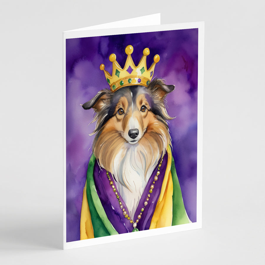 Sheltie King of Mardi Gras Greeting Cards Pack of 8 Image 1