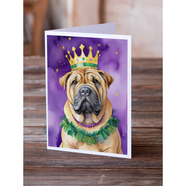 Shar Pei King of Mardi Gras Greeting Cards Pack of 8 Image 2