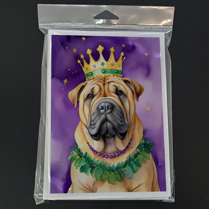 Shar Pei King of Mardi Gras Greeting Cards Pack of 8 Image 3