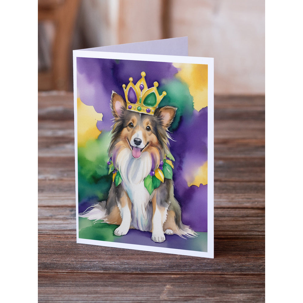 Sheltie King of Mardi Gras Greeting Cards Pack of 8 Image 2