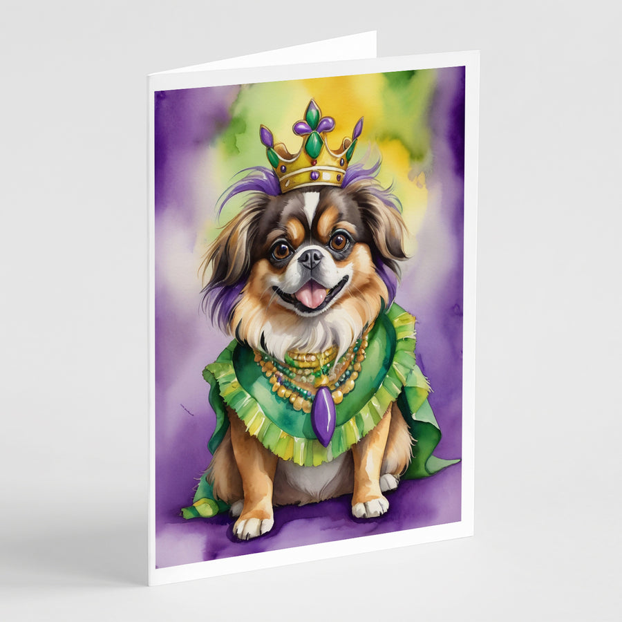 Tibetan Spaniel King of Mardi Gras Greeting Cards Pack of 8 Image 1