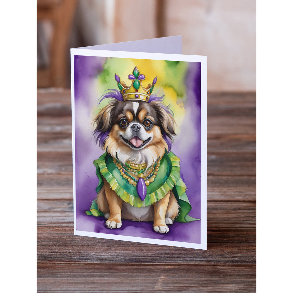 Tibetan Spaniel King of Mardi Gras Greeting Cards Pack of 8 Image 2